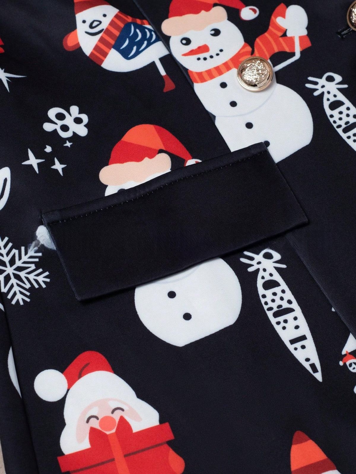Printed Long-Sleeve Christmas Tree Double-Breasted Commuter Suit