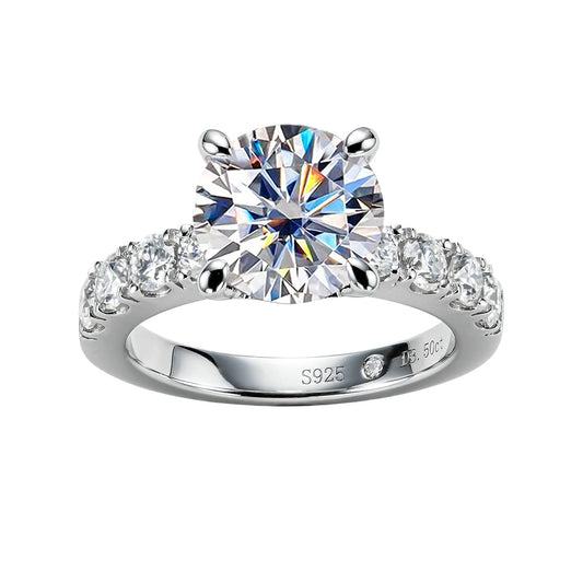 Moissanite Engagement Ring, Total 4.3cttw D Color 925 Sterling Silver Promise Anniversary Rings For Women,Elegant Gift Packed