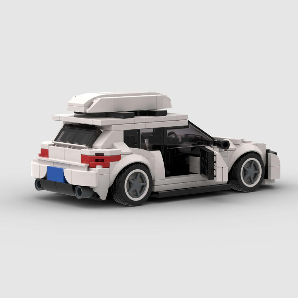 340PCS City Car White Hatchback Building Blocks With Roof Box, Modern Compact Wagon Car Toy Kit For Kids And Adults, Collectible Car Gift