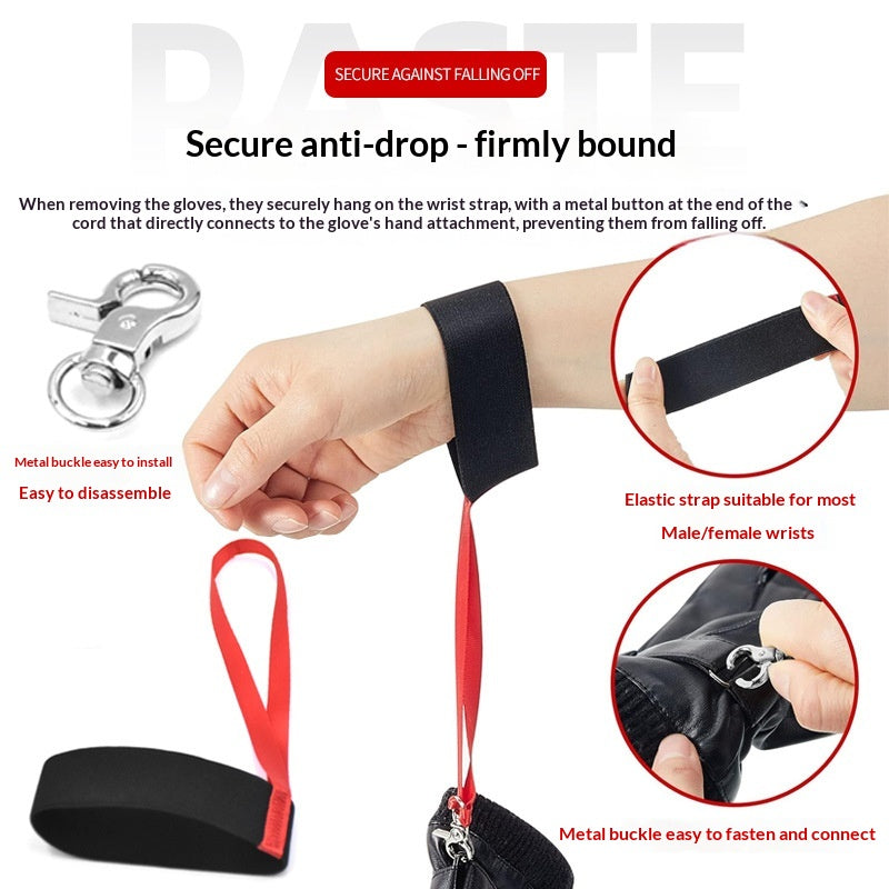 Outdoor Sports Ski Gloves With An Anti-loss Lanyard