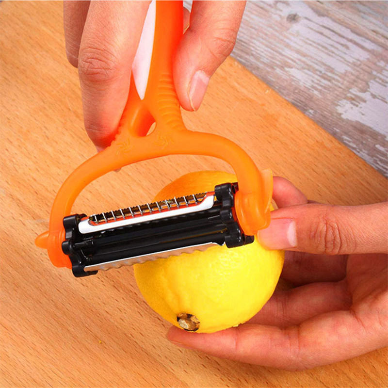 3-in-1 Rotary Vegetable Peeler Julienne Slicer Kitchen Tool Stainless Steel Fruit Peeler