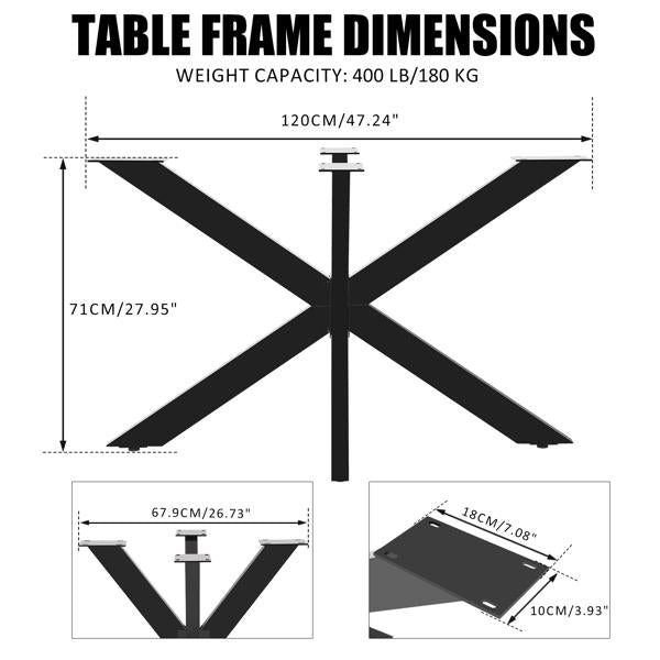 Metal Table Legs,Table Frame Spider,DIY Furniture Leg For Dining Table,Desk,Conference Table,1 Leg 120x68cm,Height 71 Cm