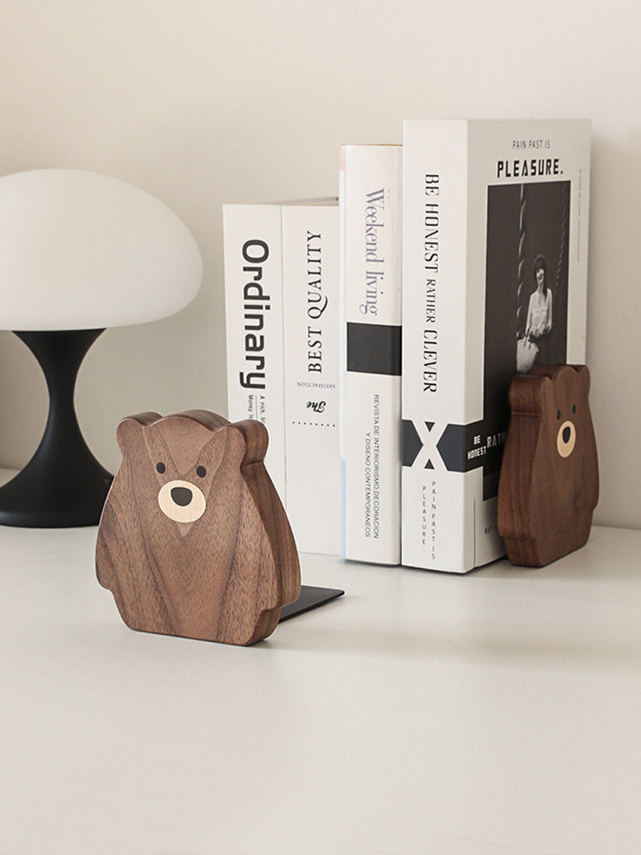 Small Bear Black Walnut Solid Wood Desk Stand