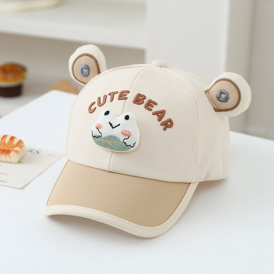 Children's Multi-color Edge-sewn Three-dimensional Cartoon-style Combined Korean-style Sweet Baseball Cap, Suitable For Daily Outings And Travels