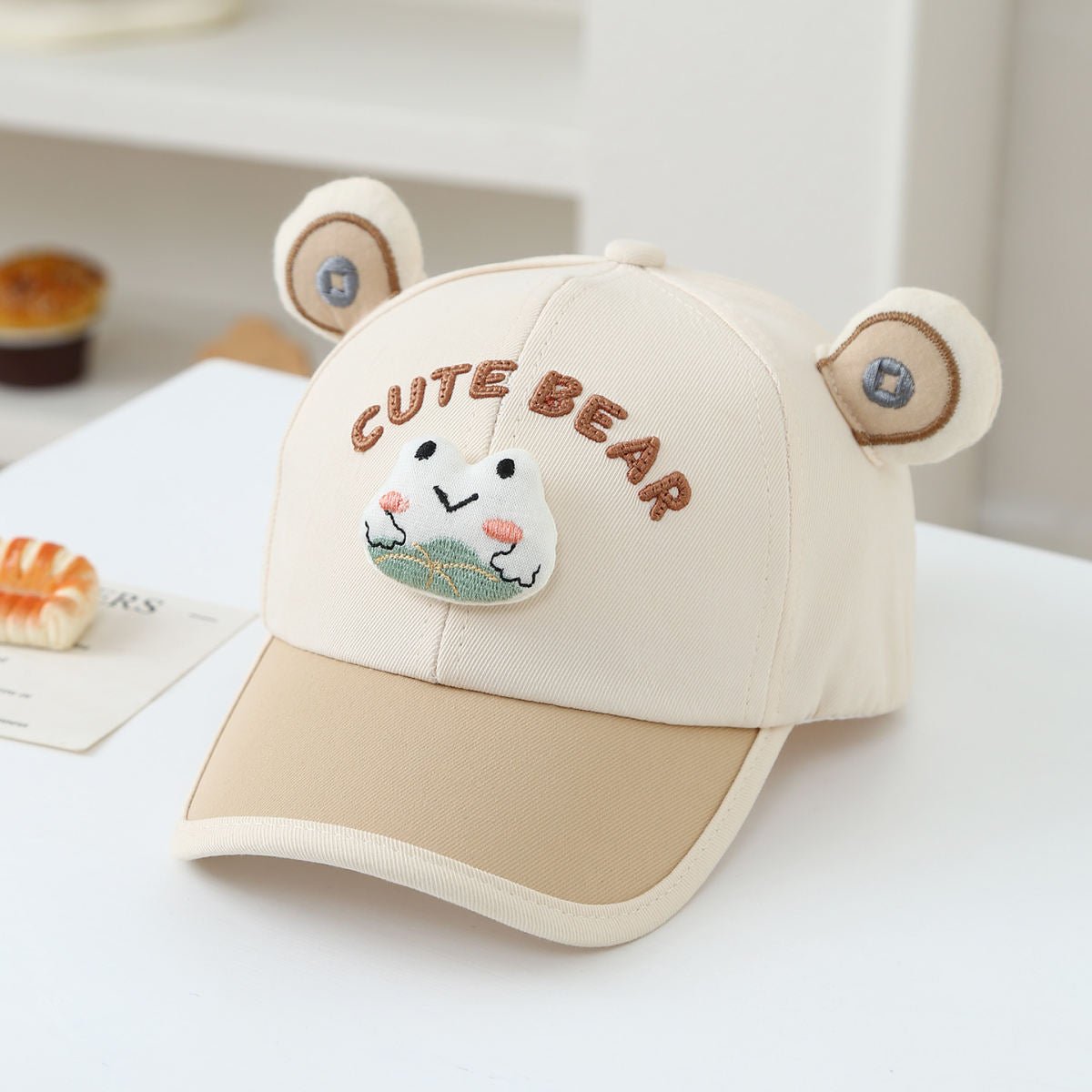 Children's Multi-color Edge-sewn Three-dimensional Cartoon-style Combined Korean-style Sweet Baseball Cap, Suitable For Daily Outings And Travels