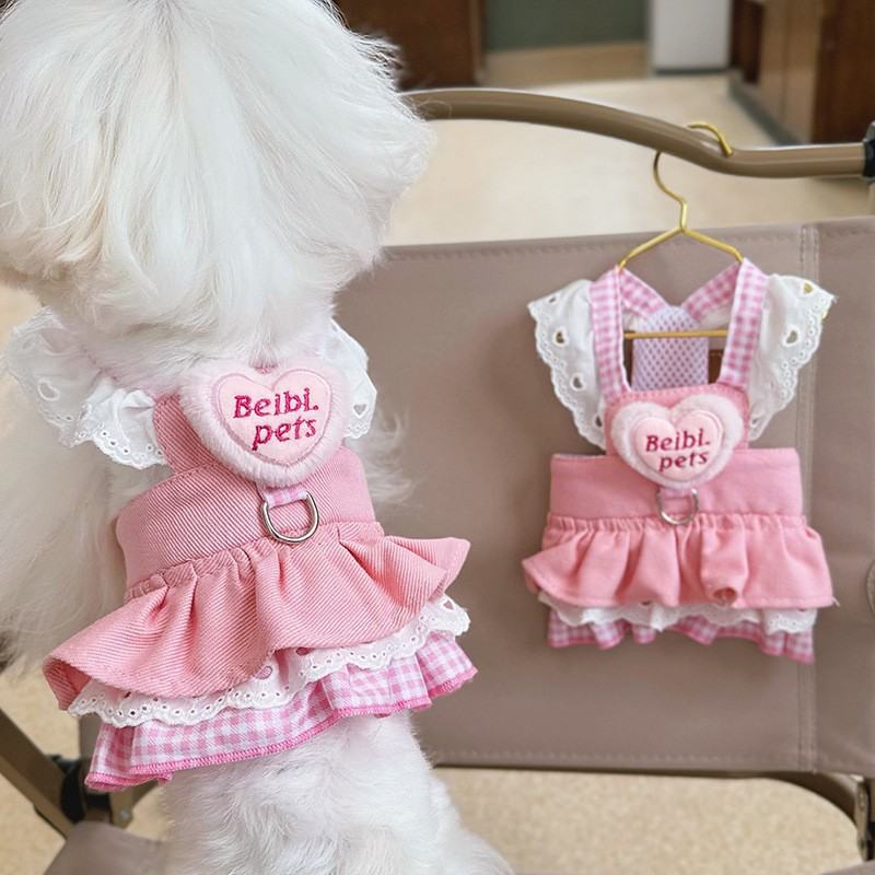 Pet Cat And Dog Clothing Thin Denim Harness Dress