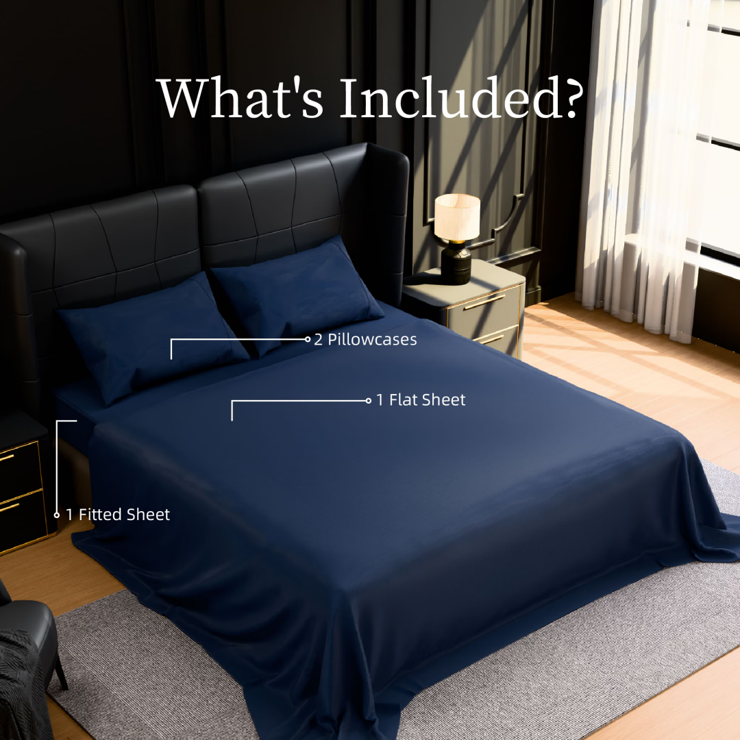 Bedding Queen Bed Sheets Set - 4 Piece Bedding - Brushed Microfiber - Shrinkage And Fade Resistant - Easy Care Queen, Navy Blue