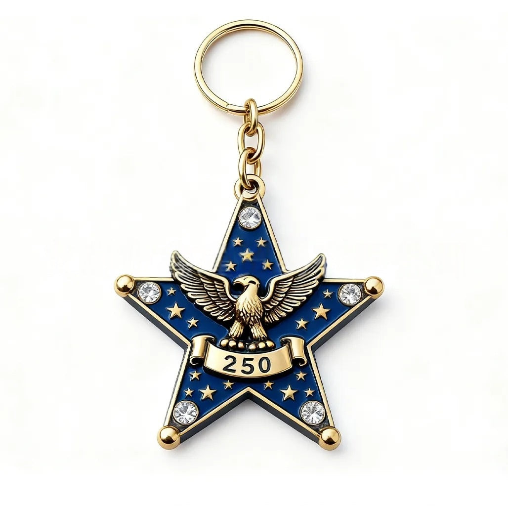 2026 Usa 250th Anniversary Commemorative Keychain Pendant Eagle American Flag Pattern Key Buckle Gift
