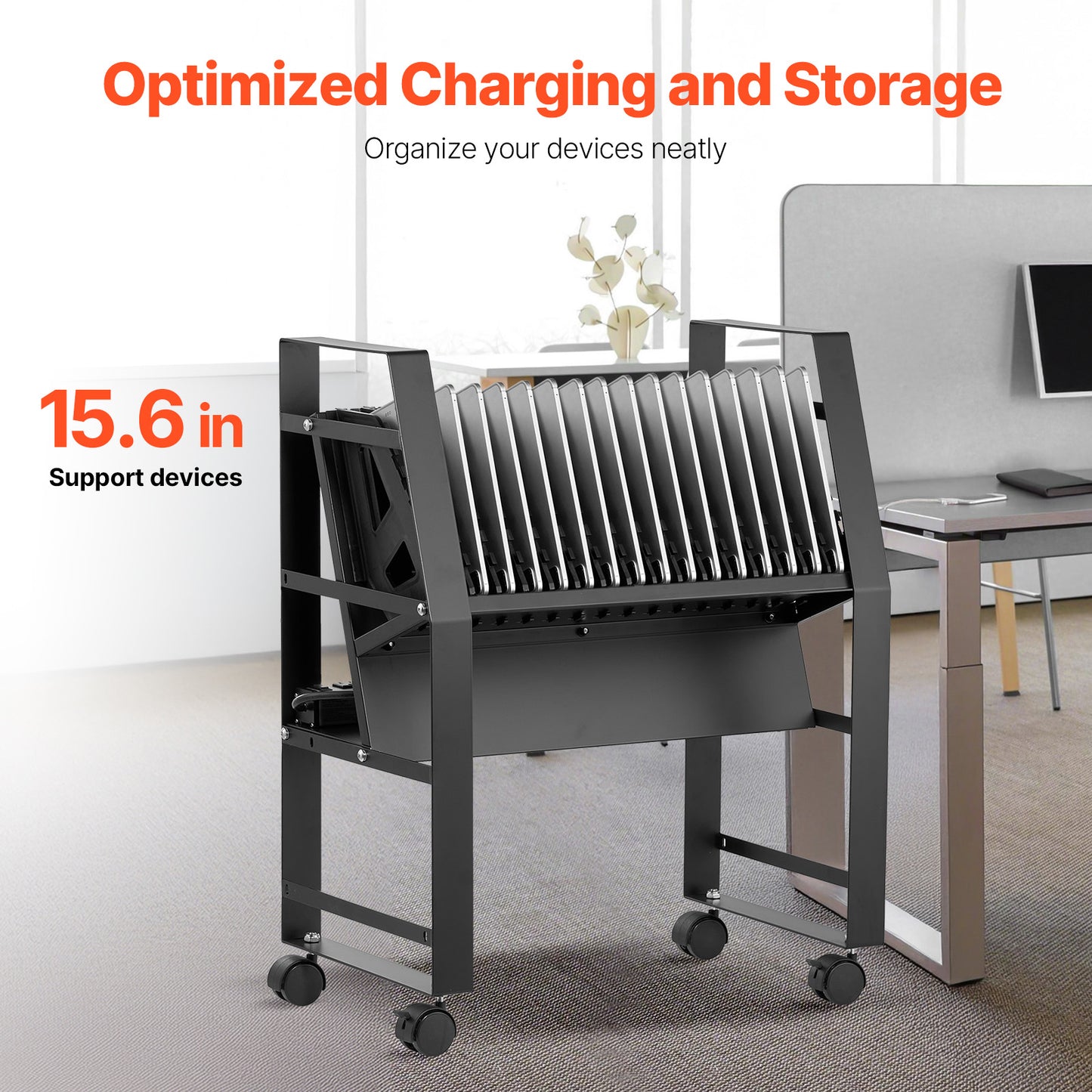 Charging Cart, 16 Device Mobile Open Charging Station, Up To 15.6 In Screen Size, Office And Classroom Mobile Charging Cart, For Chromebook, Tablet And Laptop