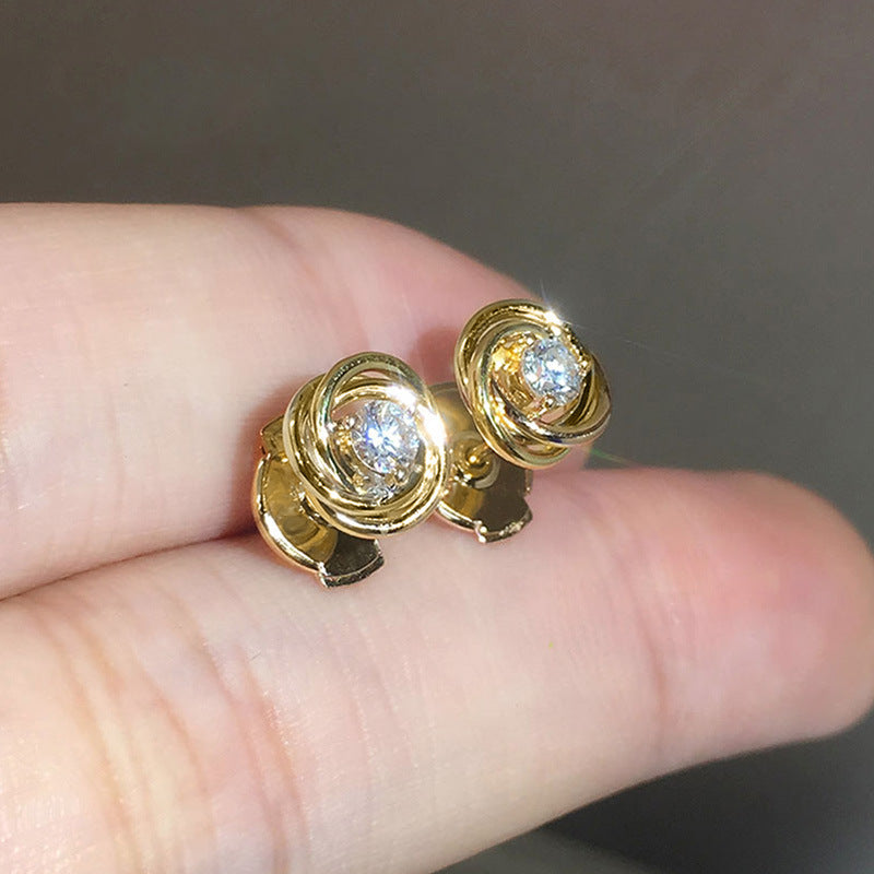 Korean-style Minimalist Gold-plated Copper Earrings