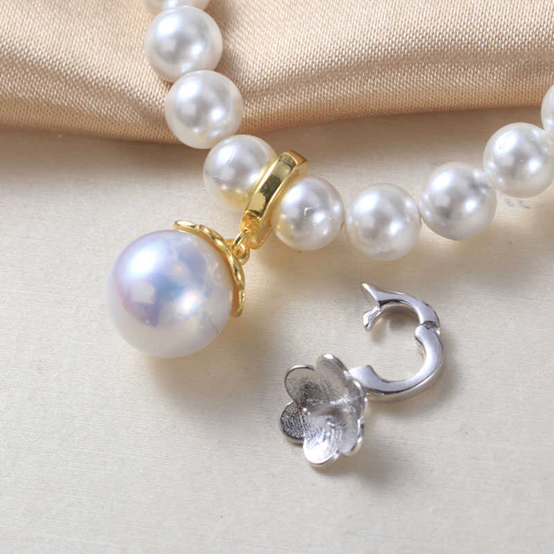DIY Pearl Accessories New S925 Sterling Silver Flower Design Hollow Ring Pendant Hollow Holder Fashion Fresh And Exquisite