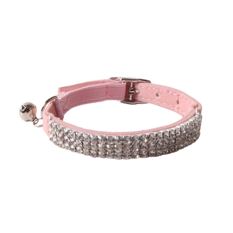 Pet Color Flannel Elastic Buckle Gang Drill Cat Collar