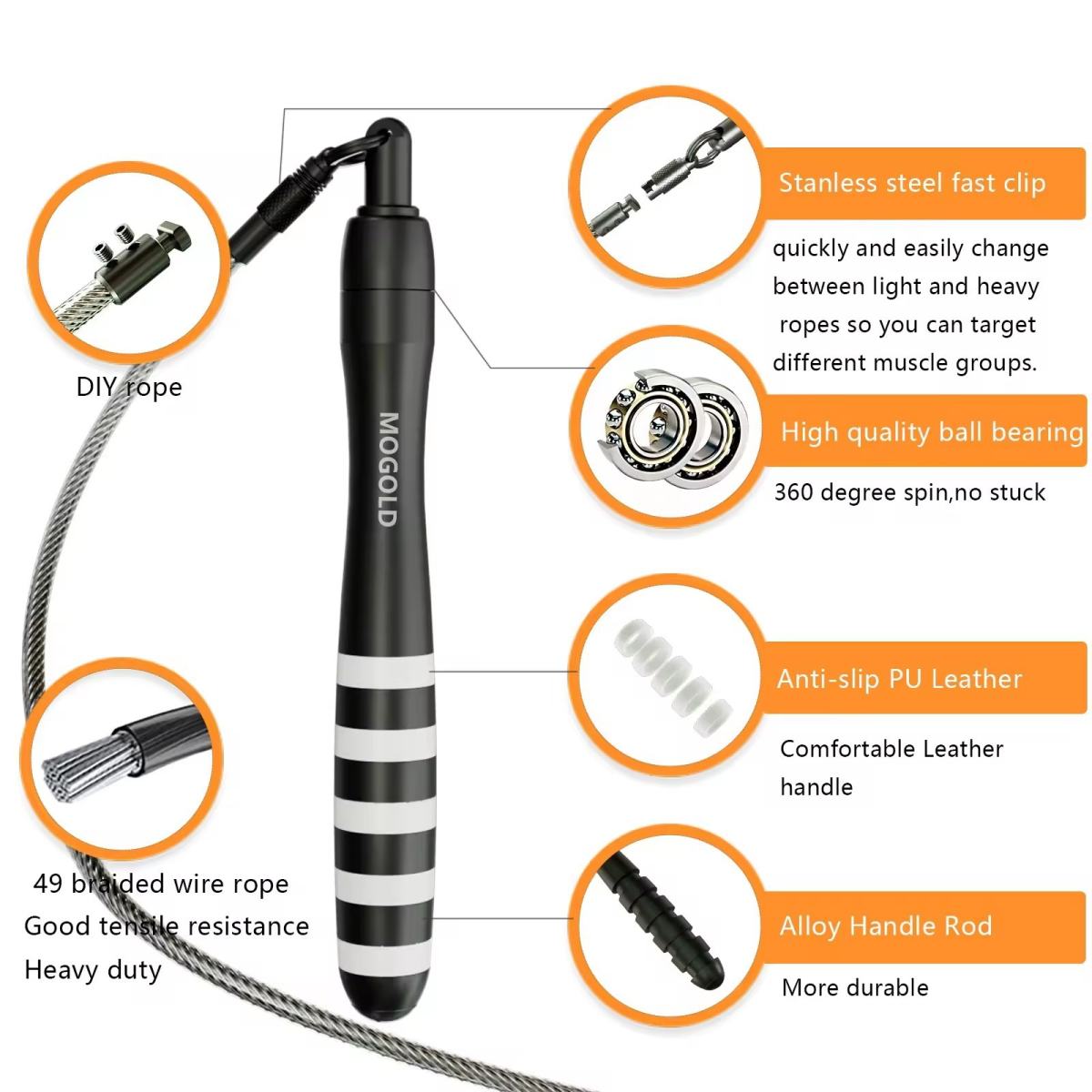 Fitness Exercise Weighted Boxing Steel Wire PU Rope