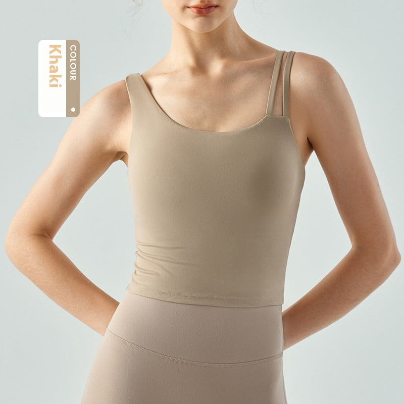 Yoga Vest Female Semi-fixed Water Drop Cup Tight Beauty Back Underwear