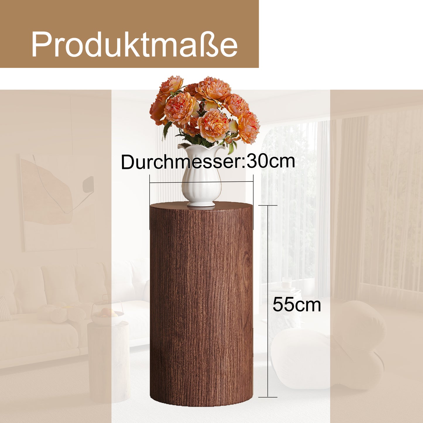 Elegant Round Walnut MDF Coffee Table  Modern Living Room Decoration With A Minimalist Design.Can Be Used As A Small Side Table, Side Table, Coffee Table Or Tea Table.