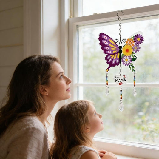 Mother's Day Gift – Set Of 2 Acrylic Ornaments With Butterfly & Sun – A Heartfelt Gift For Mom On Mother's Day – Decorative Window Decal Alternative – Tool Set