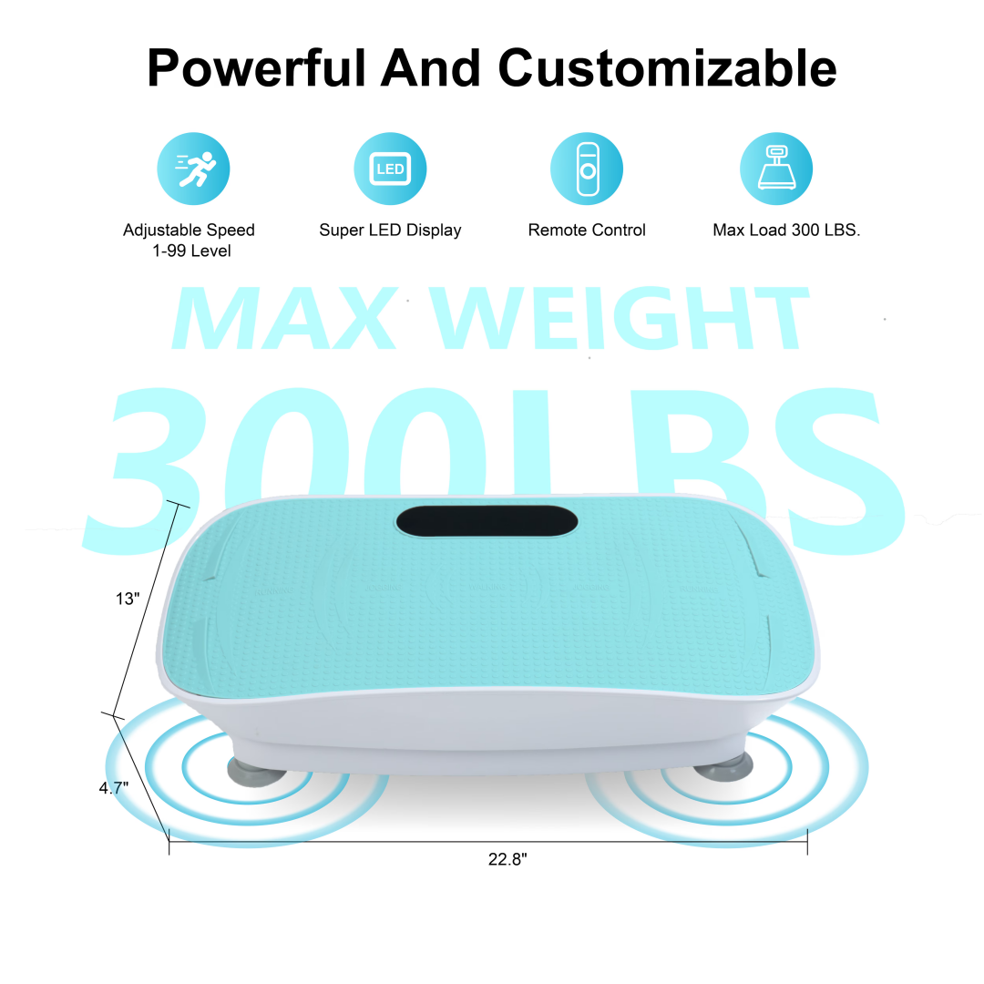 Silent Vibration Platform Crazy Fitness Massage 10-Frequency Weight Loss & Fat Burner Body Shaking Machine For Unisex Blue