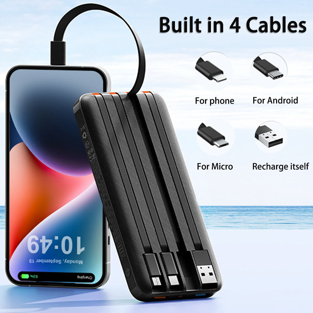 Power Bank Pack 10o00mAh Fast Charger 4 USB External Battery For Mobile Phone