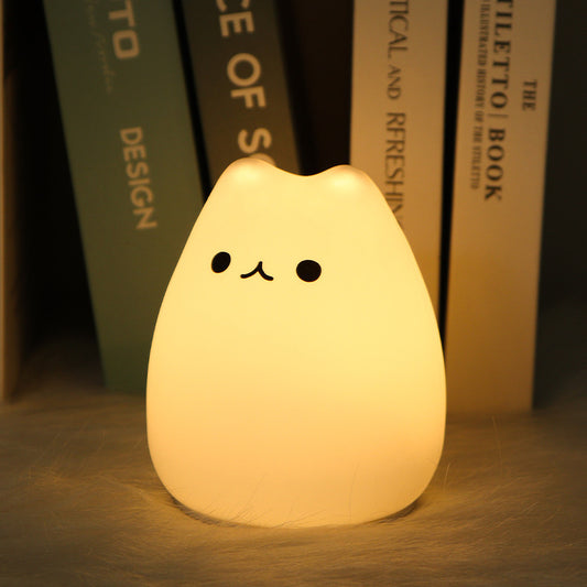 Cute Big-Headed Cat Creative Healing Silicone Charging Lamp