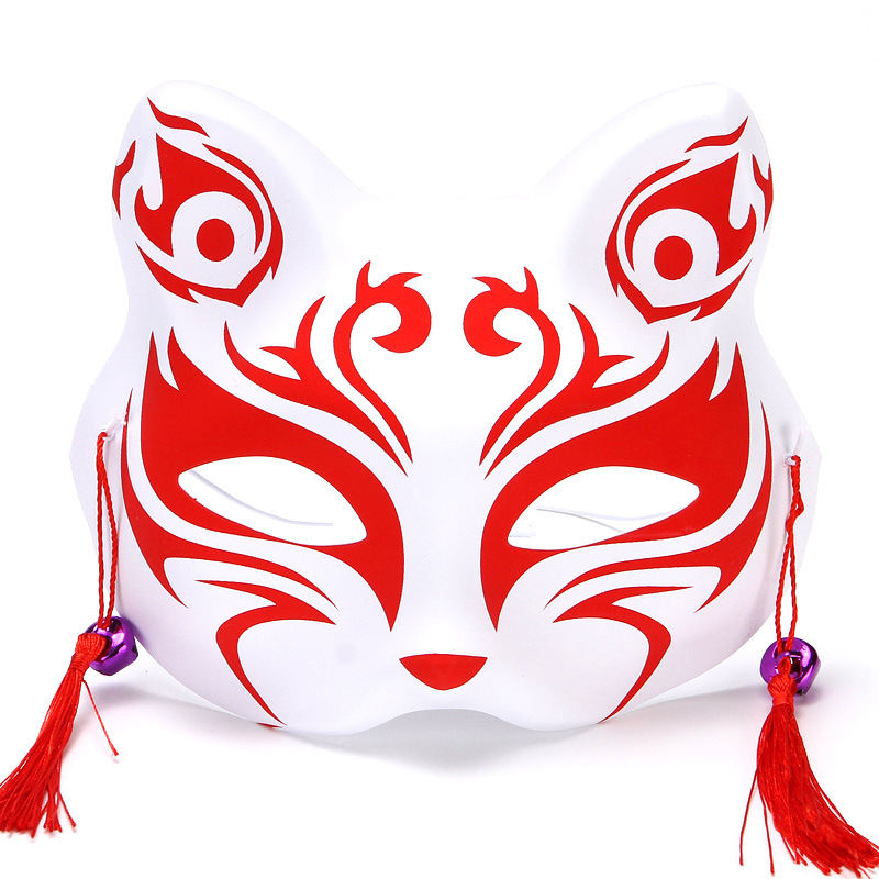 Popular Japanese Style Half Cat Face And Wind Chimes Dress Up Fox Mask Cosplay Children's Performance Makeup Ball Props
