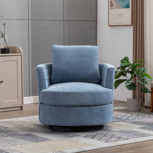 31.9 W Chenille Swivel Accent Barrel Chair And Comfy Round Accent Sofa Chair For Living Room, 360 Degree Club Chair, Leisure Arm Chair For Nursery Bedroom Living Room Lounge Hotel Office  Light Blue
