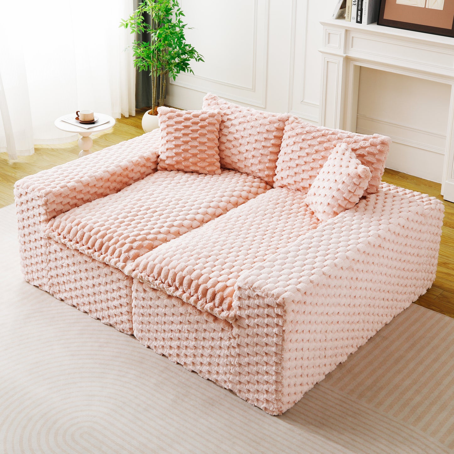 Luxury Pink  Turtle Velvet Multifunctional Sofa - Arrangeable In Single Row, Side-by-Side Or Facing Each Other, Stylish Living Room Furniture For Cozy Home Decor
