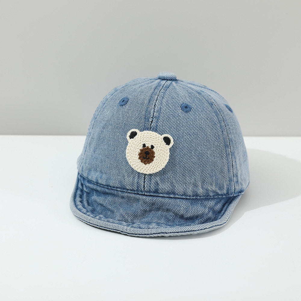Summer Children's Knit Teddy Bear Applique Floppy Brimmed Cute And Soothing Baby Baseball Cap Suitable For Daily Commuting And Outdoor Wear