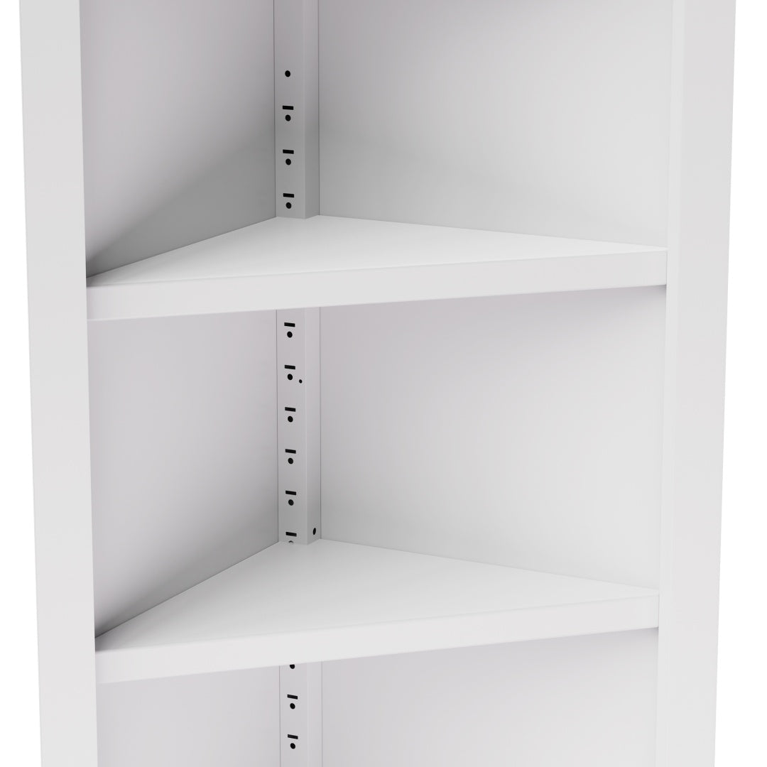 71in Tall Corner Storage Cabinet With 2 Doors, 5-Tier Metal Cabinet With Adjustable Shelves, Freestanding Kitchen Storage For Pantry, Living Room, Bathroom, Laundry Room, Space Saving Furniture, White
