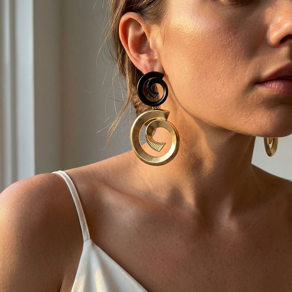 New Cross-border European American Geometric Earrings For Women With Threaded Contrast Color Design, Premium Versatile Fashion Daily Ear Jewelry