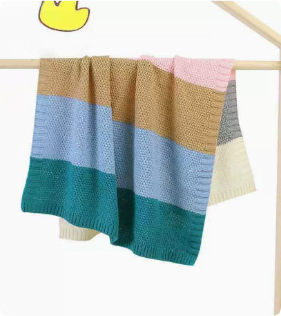 INS Best-selling Knitted Rainbow Swaddle Blanket For Boys And Girls