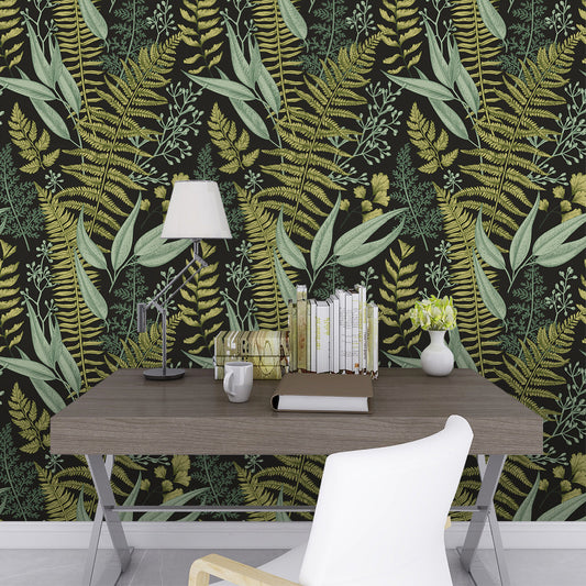 Removable Green Plants And Flowers Seamless Self-adhesive Wall Decor
