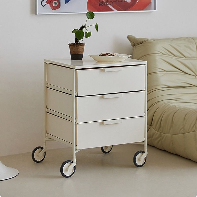 Mobile Storage Cabinet In Cream Tones Home Bedside Table