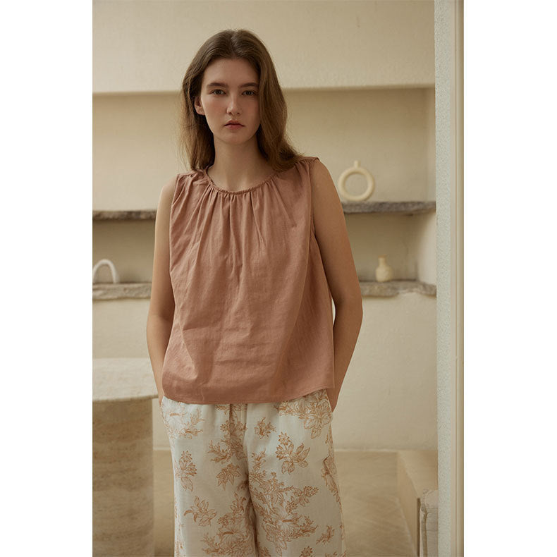 Home Wear Cotton Double-layer Gauze Sleeveless Vest