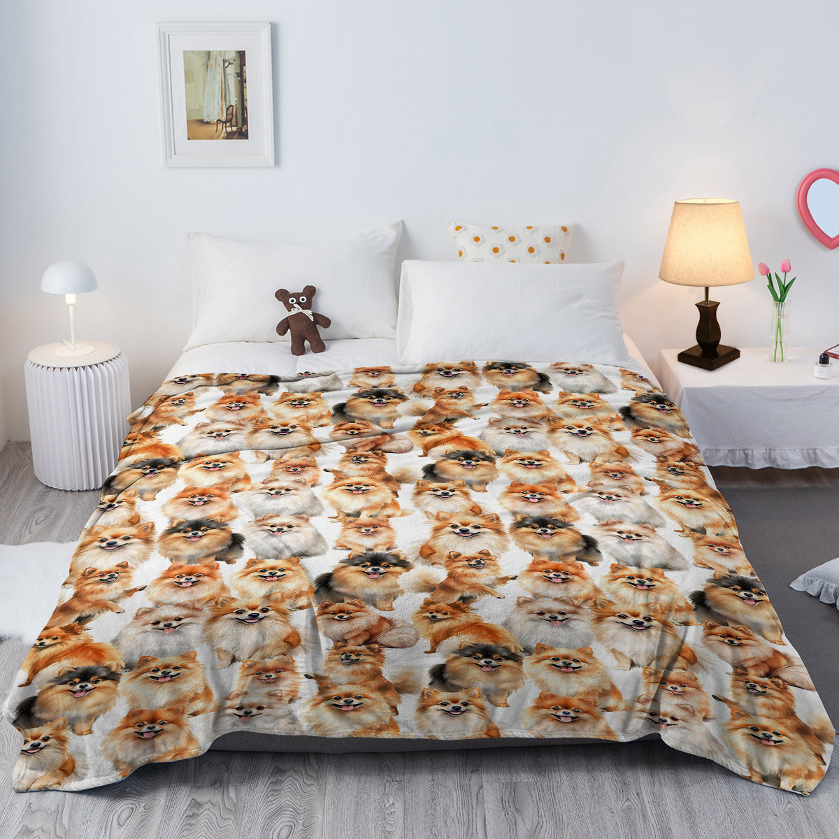 Pomeranian Dog Throw Blanket,Pomeranian Gifts For Dog Lovers,Flannel Blanket For Dog Mom Dad,Soft Blankets For Sofa Bed