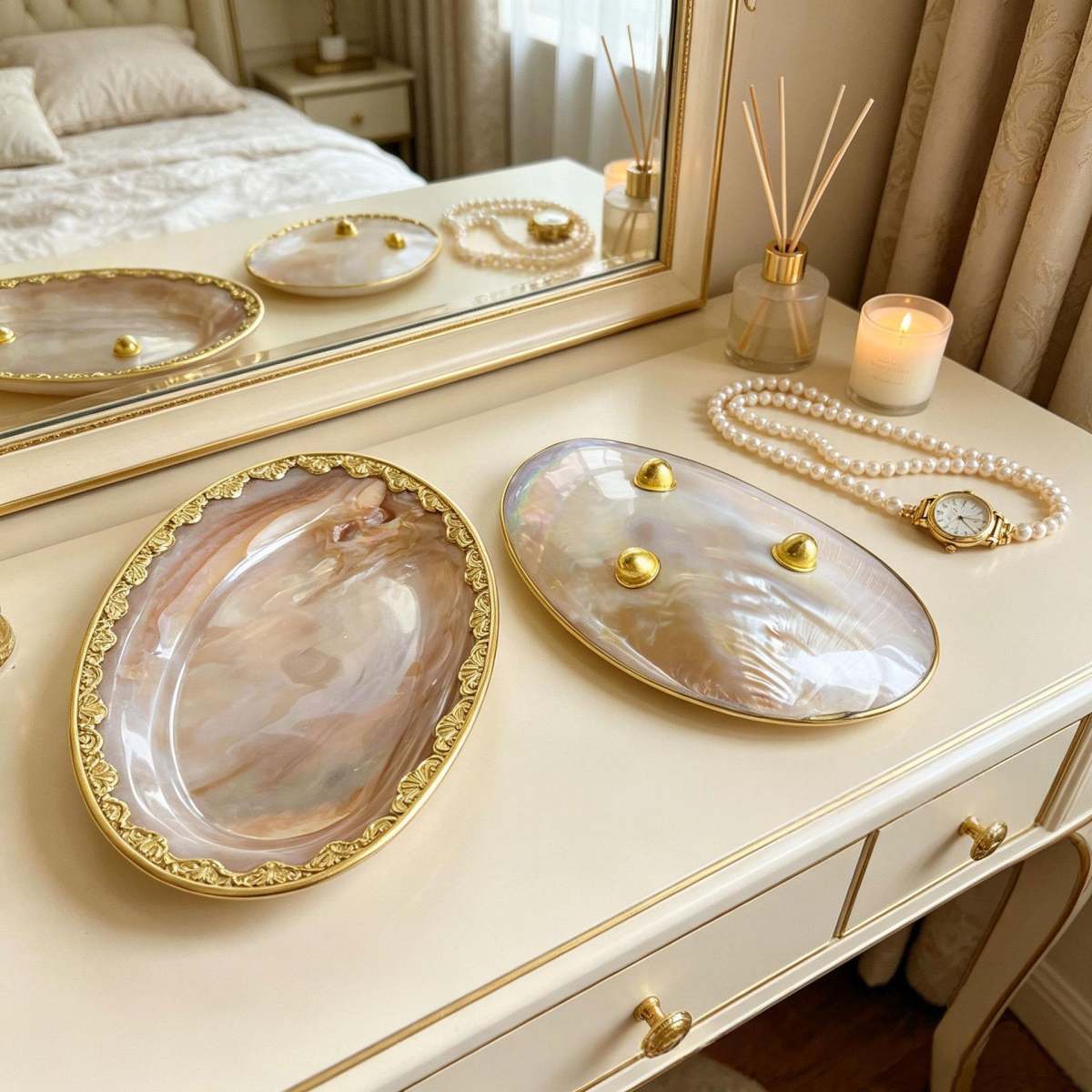 Deep Sea Natural Shell Decorative Tray Desktop Accessories Storage Tray