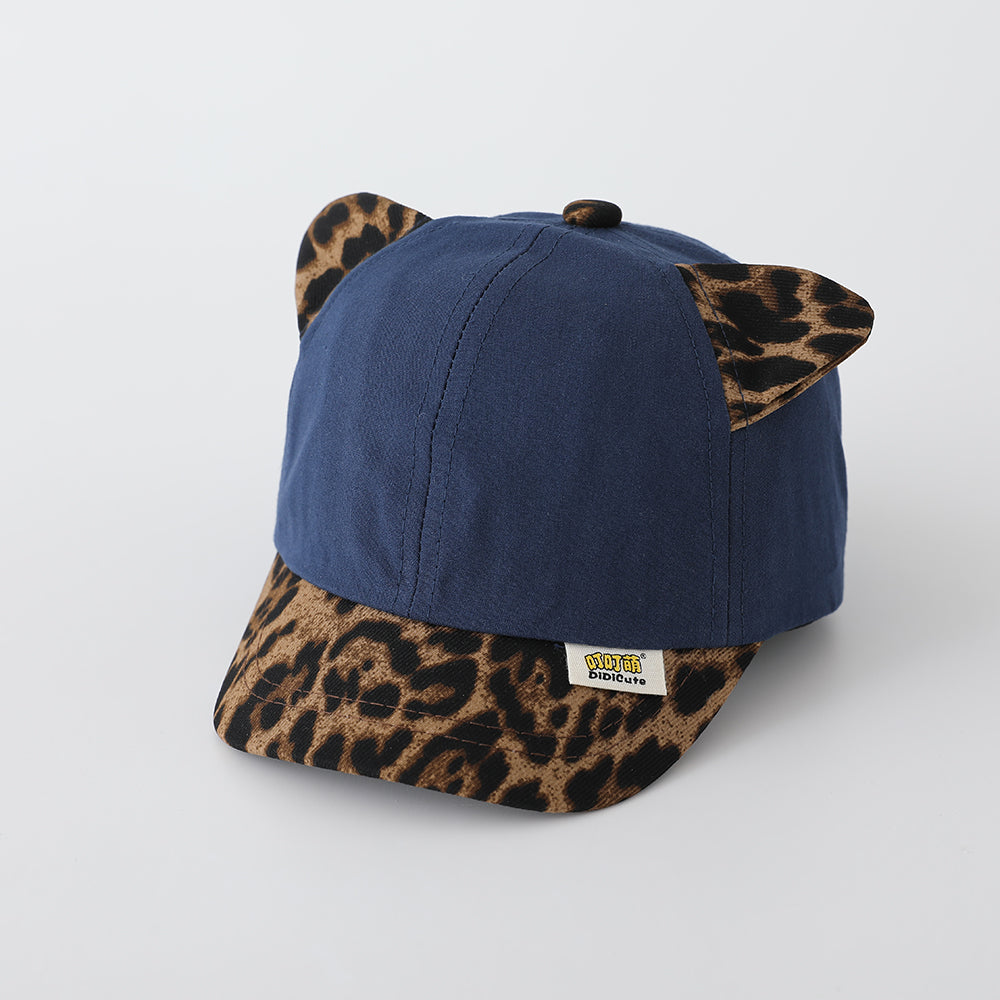 Korean Version Children's Patchwork Leopard Print Brimmed Adjustable Trendy Baseball Cap, Suitable For Outdoor Travel And Entertainment.