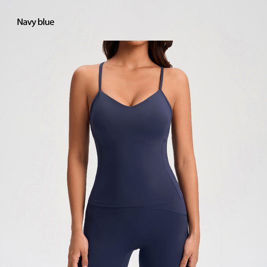 Yoga Vest For Women, Brushed, Tight-fitting Camisole With Chest Pad, Outdoor Running Fitness Top