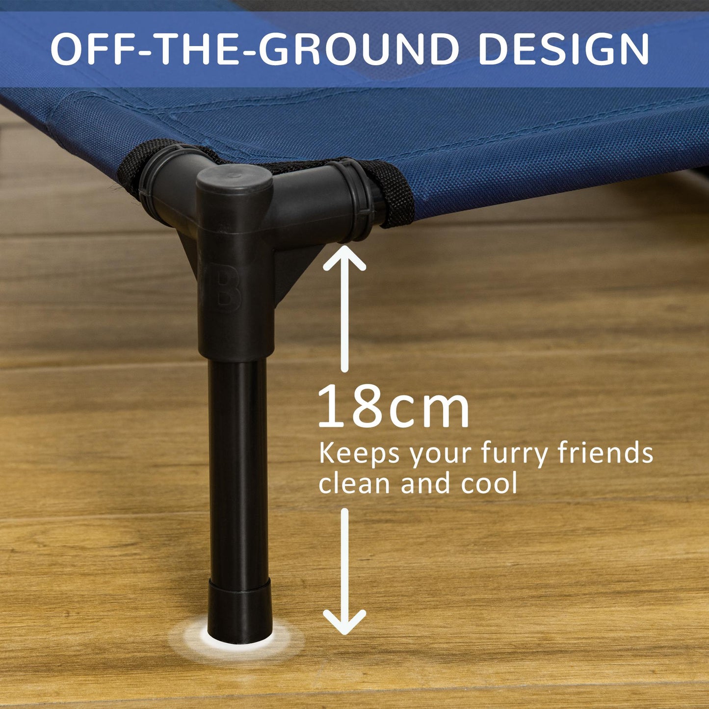 36" x 30" Elevated Cooling Summer Dog Cot Pet Bed with Mesh Ventilation - Blue