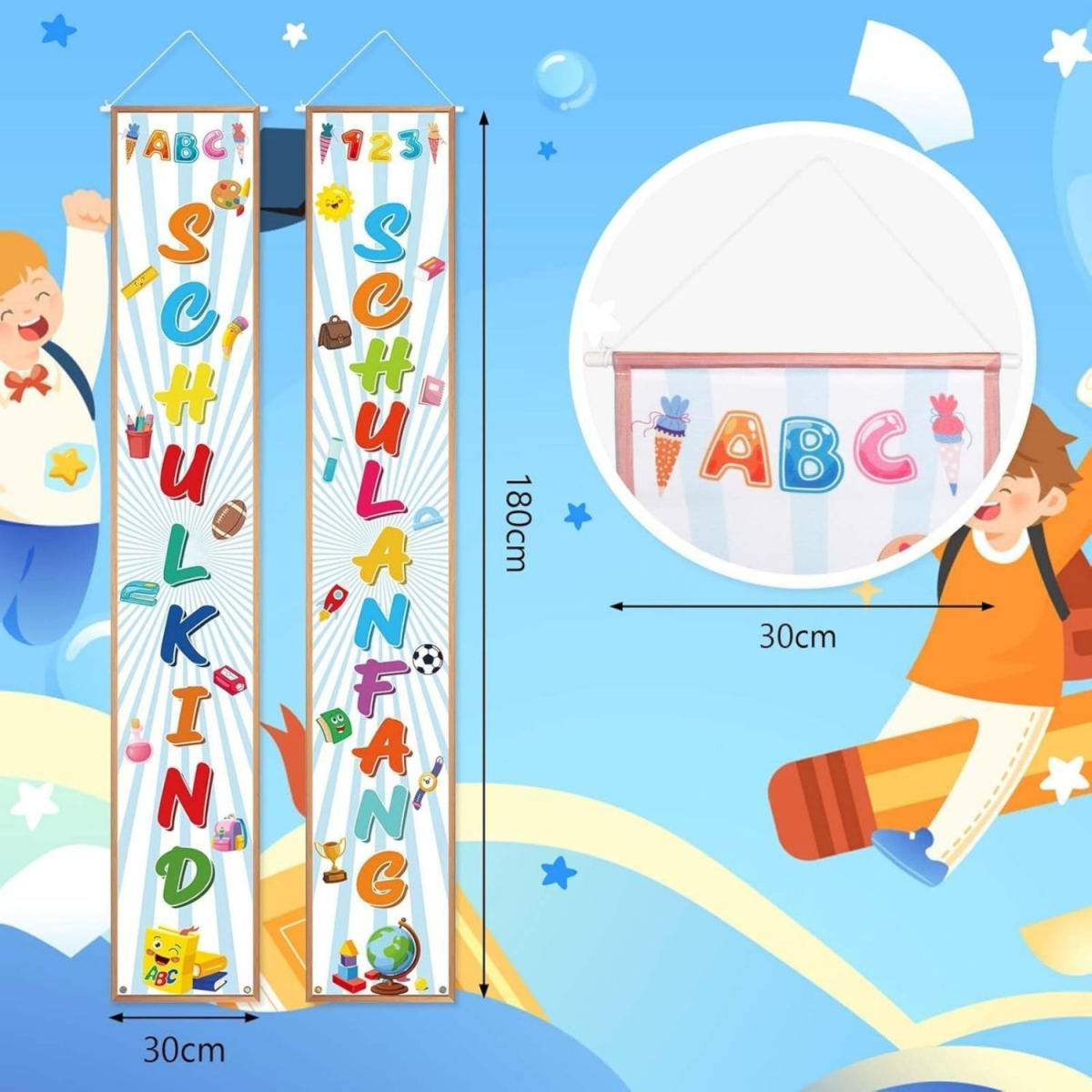First Day Of School Door Banner “Best Wishes For The Start Of School” Banner 180x30cm School Orientation Welcome Porch Sign Schoolchild Back-to-School Decor For The First Day Of School White