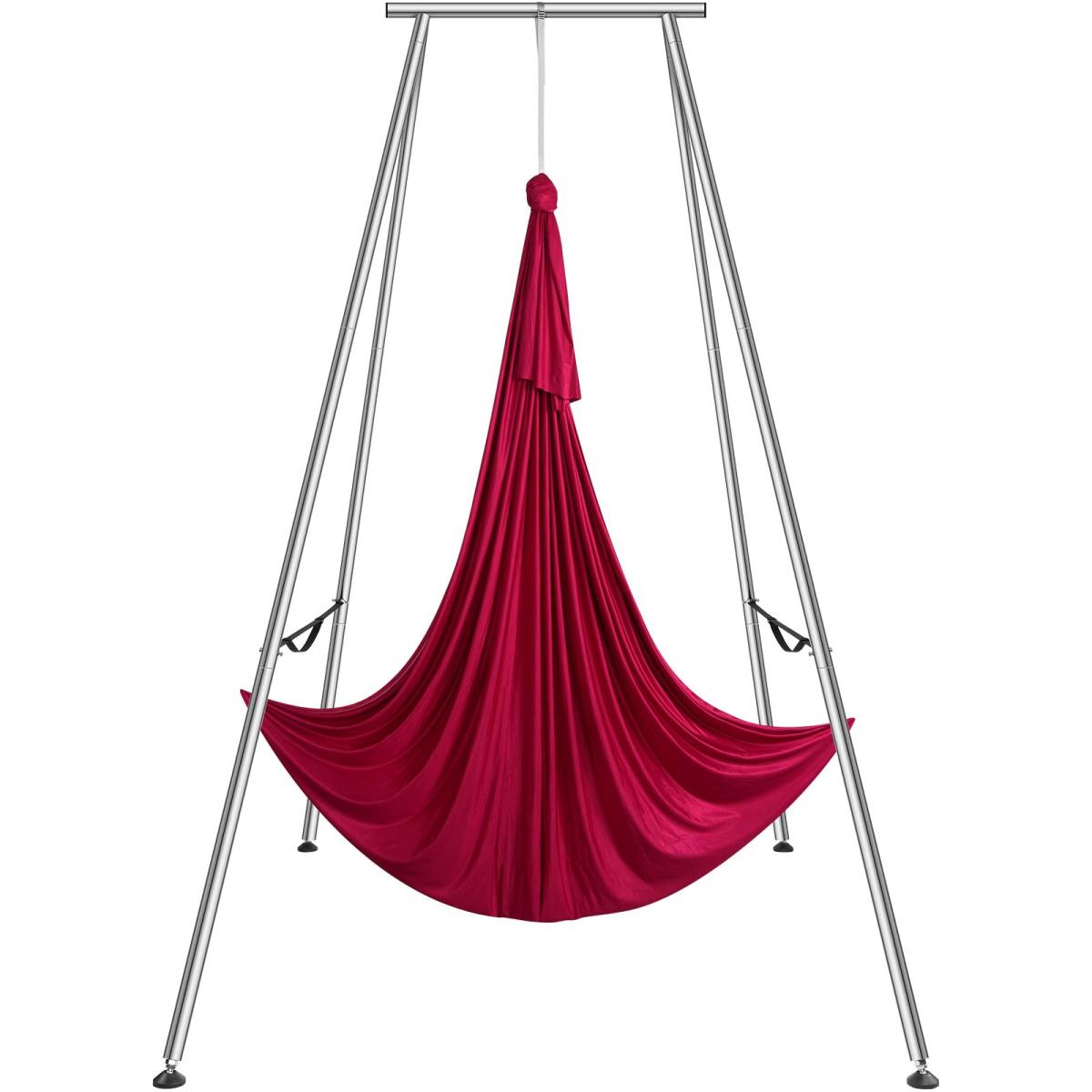 Aerial Yoga Hängematte Mit Yogarahmen 6 X 2,6 M, Rot Yoga Swing Air Fliegen, Yoga-Schaukel Hammock Swing 250 Kg Max. Tragfähigkeit, Inkl. Yoga-Socken & Fußpolster, Anti-Gravity-Übungen