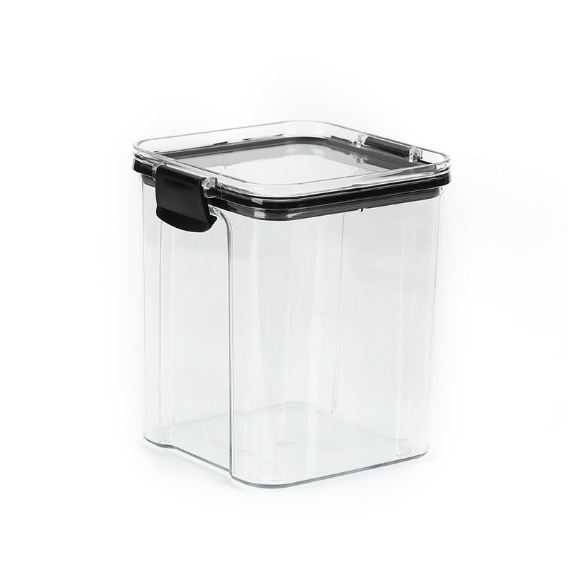 Black  White   Food Grade Clear Plastic Airtight Storage Containers, Square Thickened Jars With Lids For Grains, Cereal & Dry Food