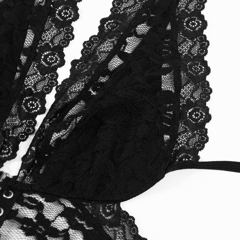 All-match Lace Beauty Back Halter Underwear Dress Suit