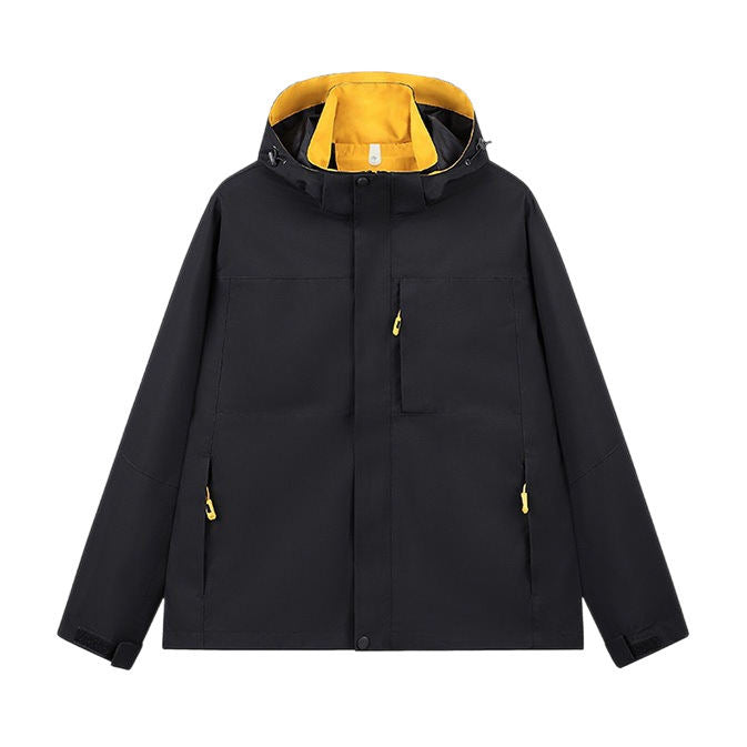 Hooded Fleece Lined Outdoor Three Proof Jacket Streetwear Brand Outerwear