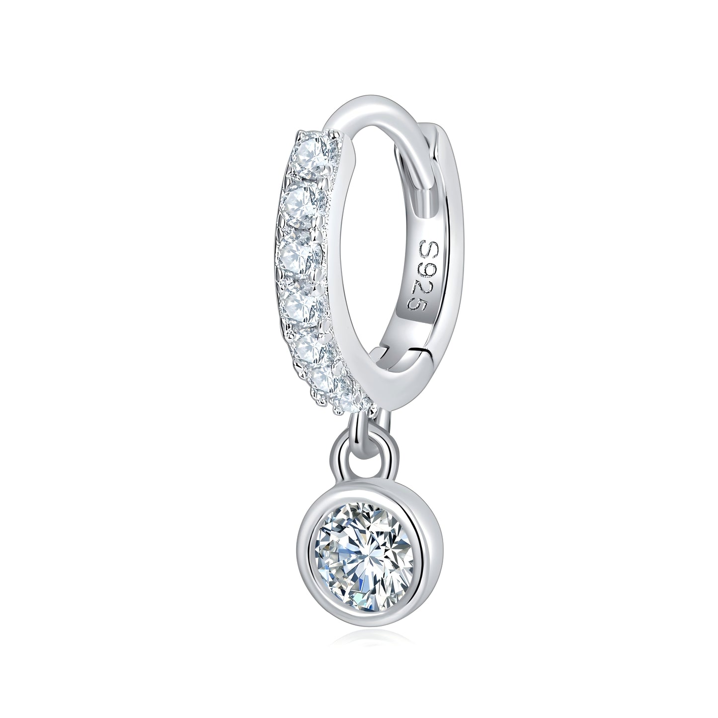 S925 Sterling Silver Moissanite Hoop Earrings  Pave Huggie Hoop Dangle With GRA Certificate Platinum Plated Jewelry Gift Box Set For Women