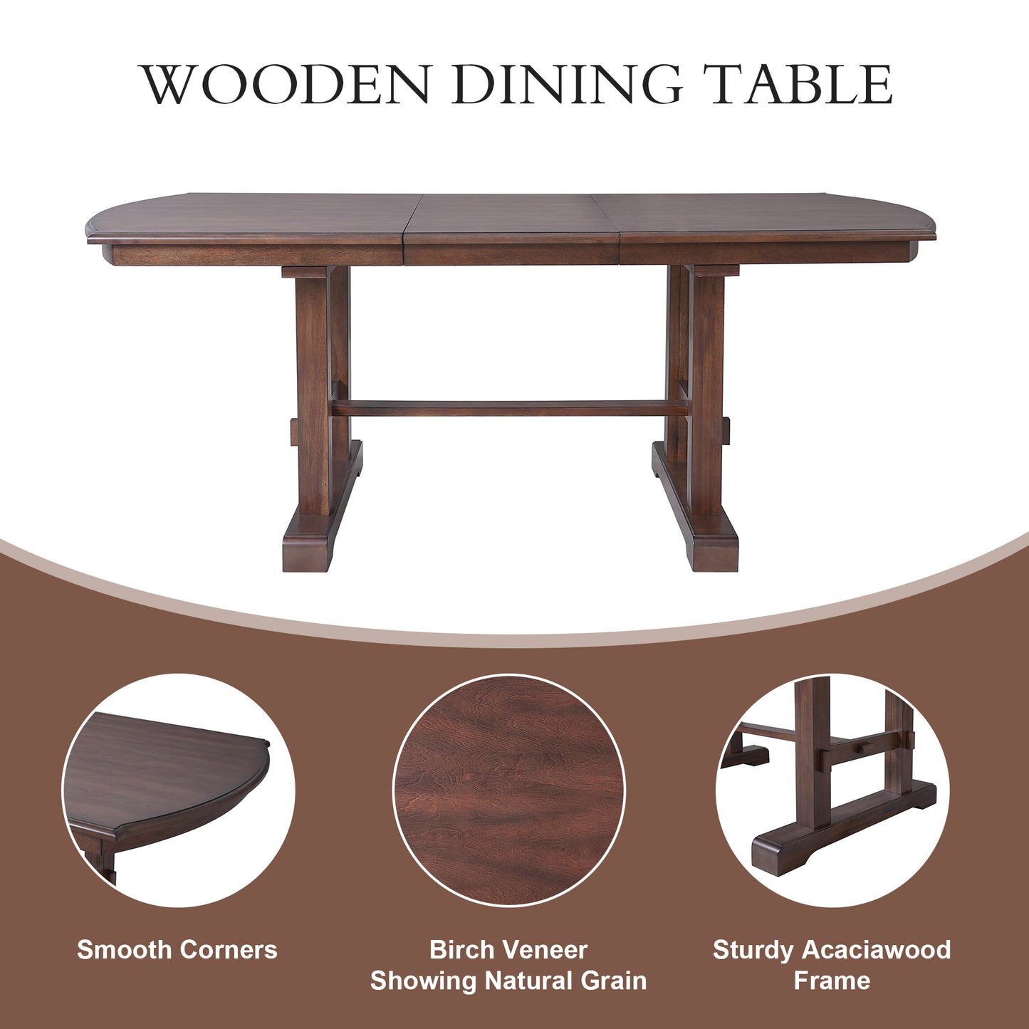 59 -77  Extendable Dining Table, Farmhouse Wooden Kitchen Table With Removable Leaf, Large Expanding Table For 4-8  Cherry