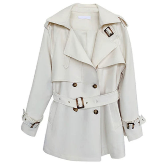 Relaxed-fit Designer-style Mid-length Coat For Petite Figures In A British-Korean Aesthetic