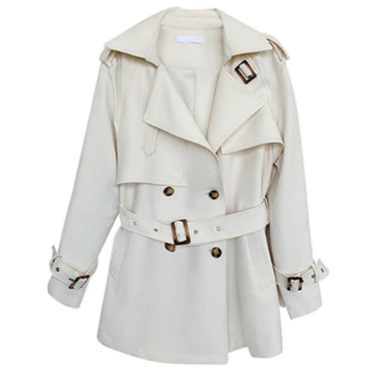 Relaxed-fit Designer-style Mid-length Coat For Petite Figures In A British-Korean Aesthetic