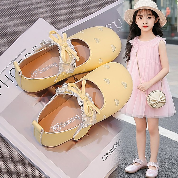 Korean-style Lace Bow Princess Shoes For Girls, Soft Sole Versatile Baby Girl Flats