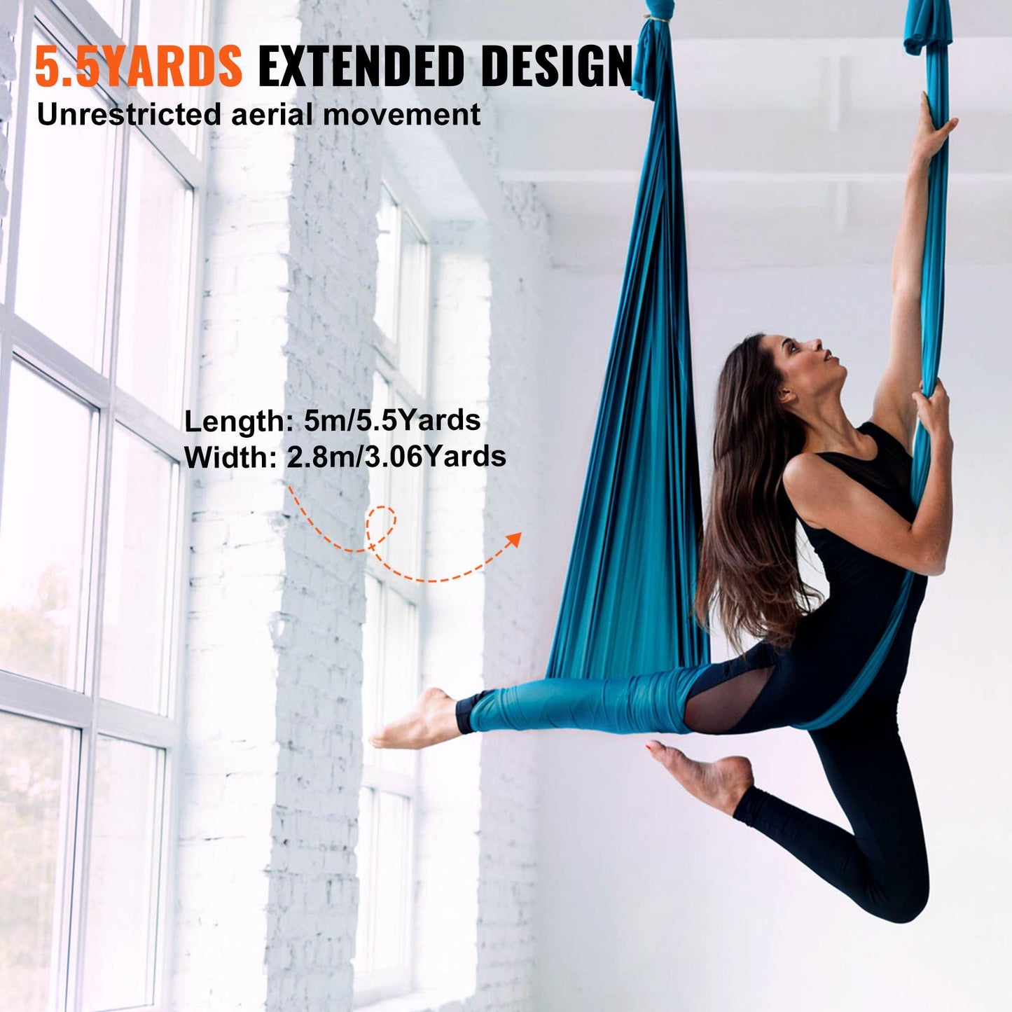 Aerial Yoga Hammock & Swing, 5.5 Yards, Aerial Yoga Starter Kit With 100gsm Nylon Fabric, Full Rigging Hardware & Easy Set-up Guide, Antigravity Flying For All Levels Fitness Bodybuilding, Green