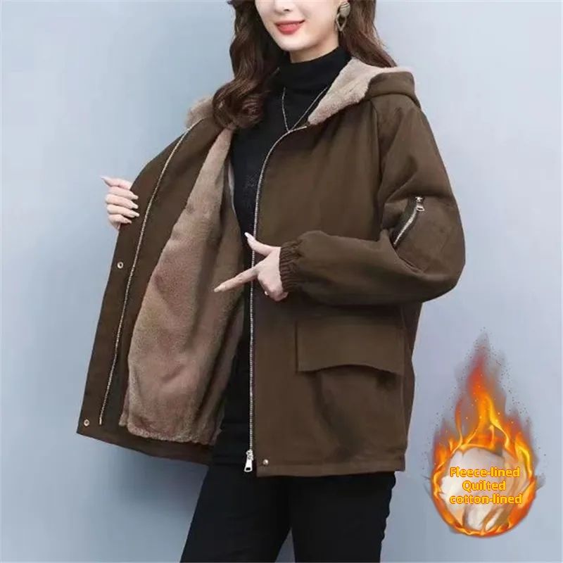 Fleece-lined Thick Loose Casual Korean Super Hot Cotton-padded Jacket